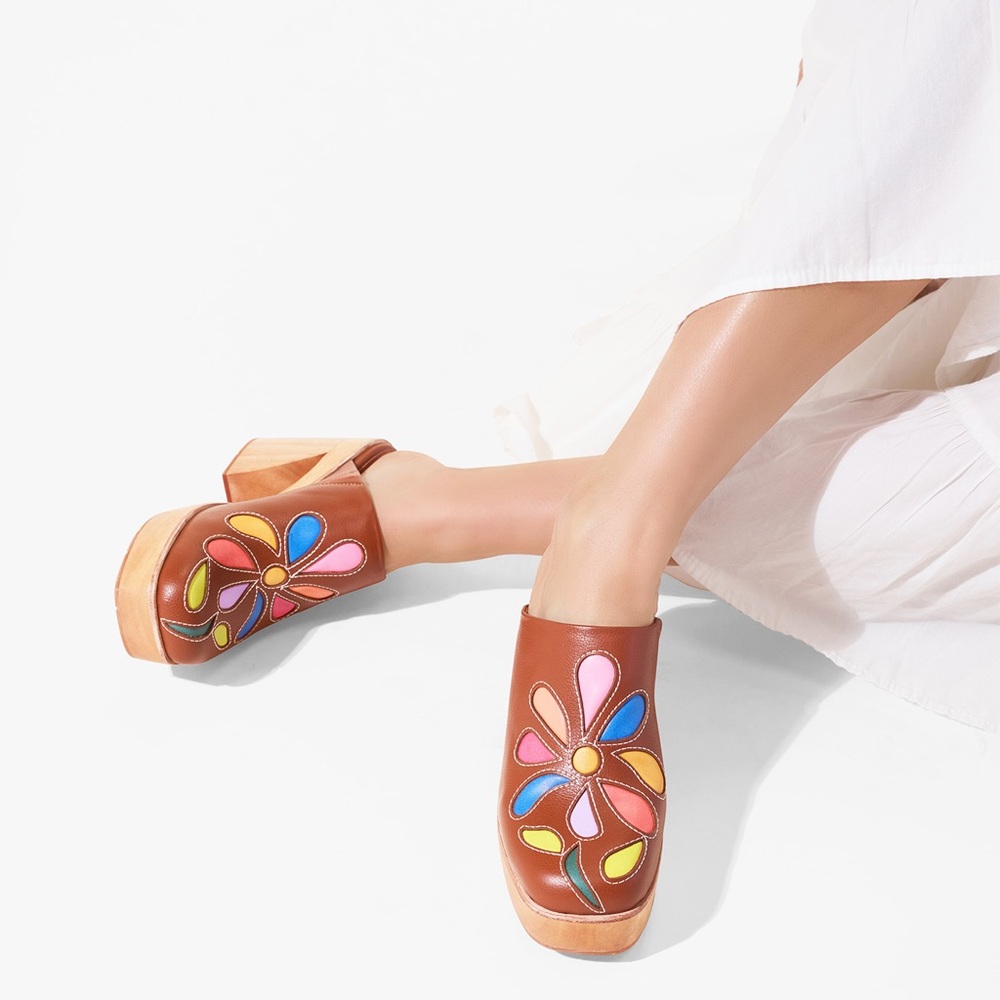 Charlotte Stone Floral Embroidered Ciena Clogs